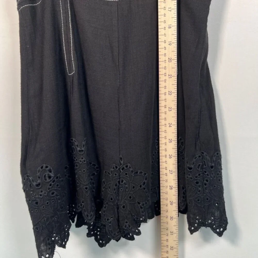 NWT ZARA Short Jumpsuit Topstitching Eyelet‎ Embroidery Hem Straps 7200/113 XS